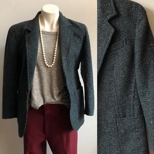 90s Vintage Blue Tweed Blazer